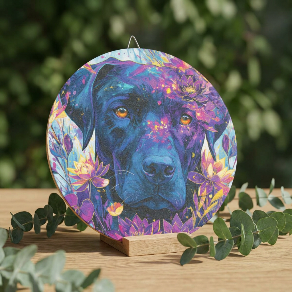 Round Floral Jackie Wood Sign